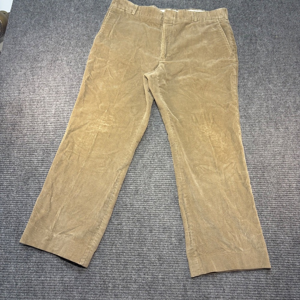 LL Bean Vintage Mens Tan Corduroy Pant Made in USA Wide Wale Khaki Trouser 38x28